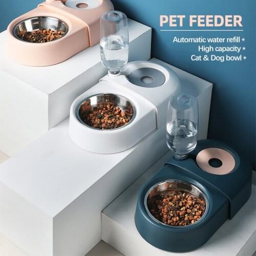 L Size Dog Cat Bowl Water Dispenser Automatic Water Storage Pet Dog Cat Food Bowl Food Container with Waterer Pet Waterer Feeder