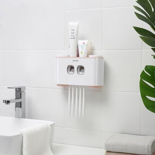 Multifunctional Automatic Toothpaste Dispenser Toothbrush Holder Set Bathroom Storage Rack with 4 Cups Bathroom Accessories