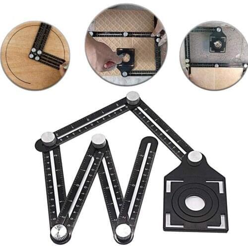Multi Angle Measuring Ruler Protractors Adjustable 6-fold ruler Ceramic Tile Hole Locator Glass Woodworking Universal Puncher