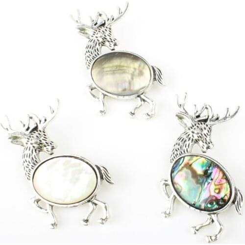 Elk Brooches Fashion Brooches Natural Abalone Shell Material Sika Deer Brooch Popular Versatile Pin DIY Accessories 48x52x11mm