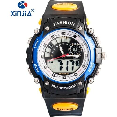 New Mens relogio masculino dual display casual children sports watches 5 atm water resistant analog digital Japan movement