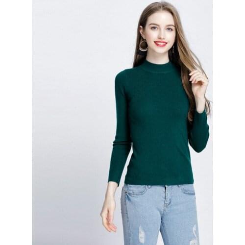 European and American New Autumn Half-high Neck Long-sleeved Bottoming Sweater Fashion Trend Loose Wild Womens Pullover Top