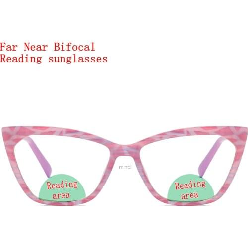Cat Eye Multifocal Lens Reading Glasses Women Presbyopia Hyperopia Bifocal Glasses Sun Photochromic Presbyopia Eyeglasses NX