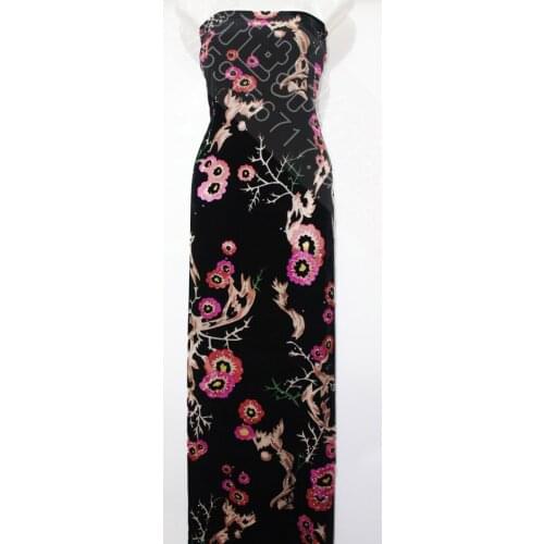 Autumn/winter fashion young mother with medium yards dress custom silk velvet cloth fabric full mulberry