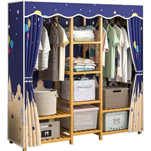 Wardrobe simple modern economic solid wood household bedroom storage cabinet simple large wardrobe