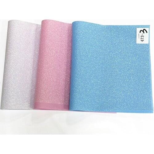 Shiny Plain Design Fine Glitter Synthetic Leather Fabric Sheet for Making Shoe/Bag/Hair Bow/DIY Accessories