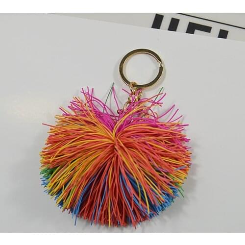 Fluffy Multicolour Rubber Fur Ball Ball Keychain Key Rings Key Holder Unisex Trendy Jewelry Bag Ornaments Gift