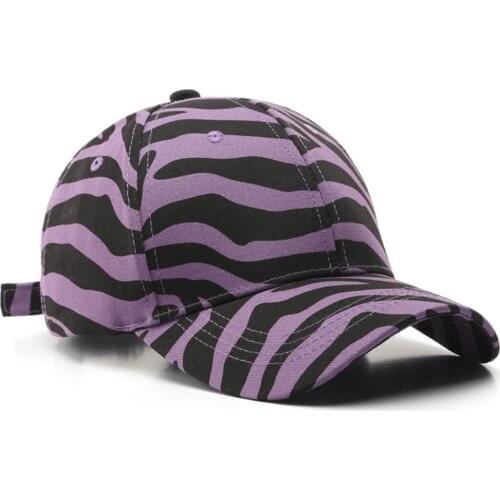 Adjustable Printed Zebra Striped Baseball Cap Fashion Hats for Women Cute Pink Purple