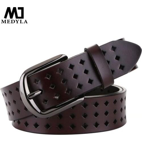MEDYLA Women Belt Natural Leather Hollow Belt For Women Plus 3.3cm Wide Womens Belt For Jeans Casual Pants