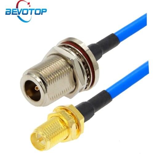 RP-SMA Female to N Female Waterproof Bulkhead Semi-Flexible RG402 Cable 50 Ohm Pigtail RF Jumper Radio Antenna Extension Cord