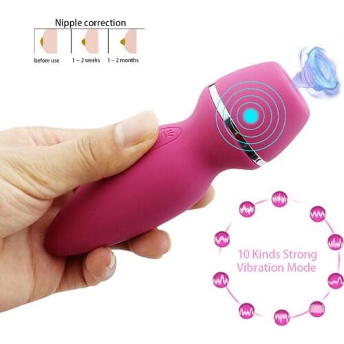 Sex Oral Licking Clit Sucker Vibrator with Two Head Clitoris Nipple Sucking 7 Speed Blowjob Vibrating Sex Toys for Women
