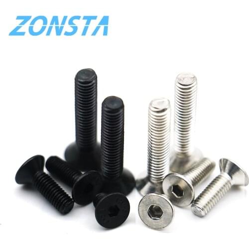 Allen Key Head Screw M2 M2.5 M3 M4 M5 M6 Countersunk Flat head Hexagon Socket Bolt 304 Stainless Steel Screws Grade 10.9 Black