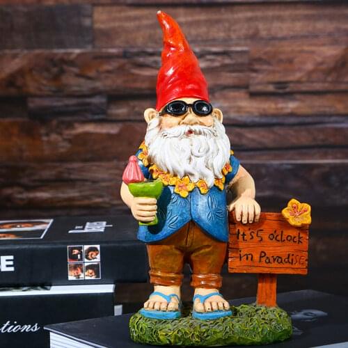 Resin Garden Gnome Statue Funny Naughty Dwarfs Figurines Christmas Dress Up Garden Decor Micro Landscape Decoration New Hogard
