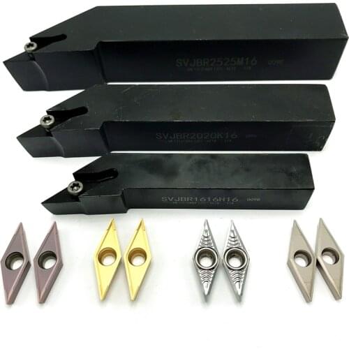 SVJBR1616H16 SVJBR2020K16 SVJBR2525M16 External turning tool Holder+VCMT160404 VCMT160408 Carbide inserts Turning insert Set