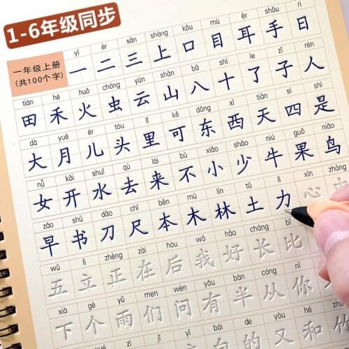 Primary School 1-6 Grade Chinese Characters Calligraphy Copybook HanZi Miao Hong 3D Reusable Groove Copybook for Beginner