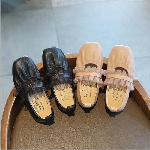 Girls' Shoes 2021 Spring and Summer New Childrens Shoes Kids' Performance Show Shoes Lace Mary Janes Princess Soft Flat Shoes