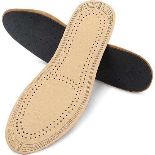 USHINE EU35-44 miękkie pochłaniają pot sportowe amortyzacja prawdziwej skóry wkładki mężczyzn lateksowe trampki wkładki skórzane