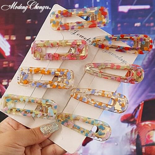 1PCS New Star Sky Glitter Jelly Hair Clip Marbled Acetate Hairpin Acrylic Barrettes Bangs Clips For Women Girls Hair Accessories