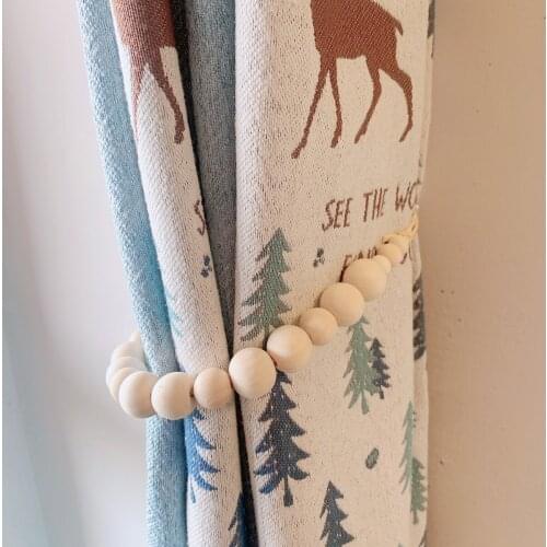 Curtain Tiebacks Home Wood Beaded Straps Blind Cord Decorative Tools for Curtains