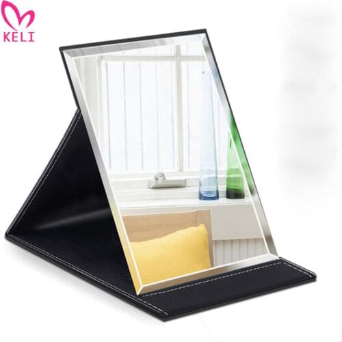 Mirrors Folding HD PU Leather Makeup Mirror Ladies Portable Desktop Office Dormitory Simple Folding Portable Pocket Mirror