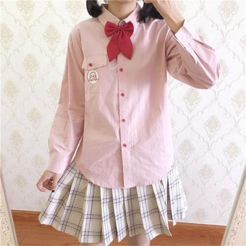 Womens Tie Top And Blouses Cartoon Dog Embroidery Bow Blouse 2020 Spring Sweet Style Long Sleeve Cotton Shirt MERRY PRETTY