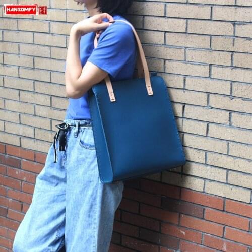 Women Tote Bag Fashion Shoulder Bag Ladies Big Handbag Female Large Capacity Niche Designer Brand Bag The First Layer of Leather
