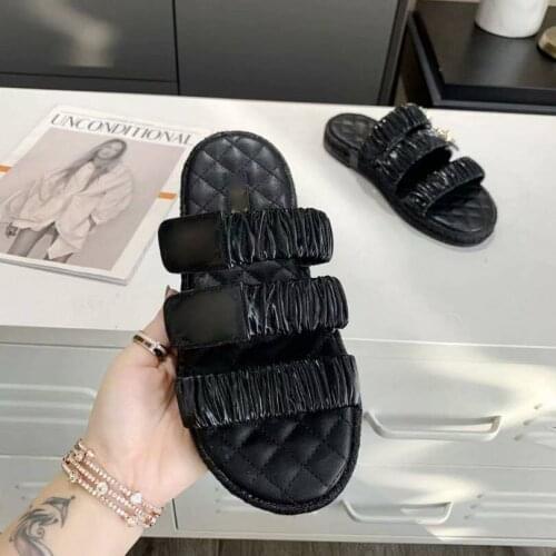 2020 Summer Women Flat Slippers Solid Black And White Casual Ladies Slides High Qulaity Luxury Designer Zapatos De Mujer Zapatos
