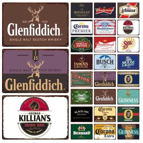 Famous Beer Brand Tin Sign Vintage Shabby Metal Plate Poster Bar Pub Restaurant Wall Plaques Decor Art Crafts Sign Iron Painting