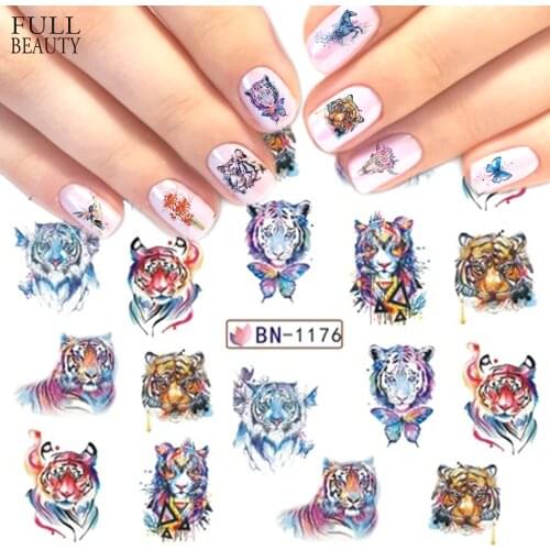 1PC Nail Sticker Watermark Ink Design Water Transfer Slider Animal Flower Manicure Decoration Nail Art Tips Decals CHBN1166-1176