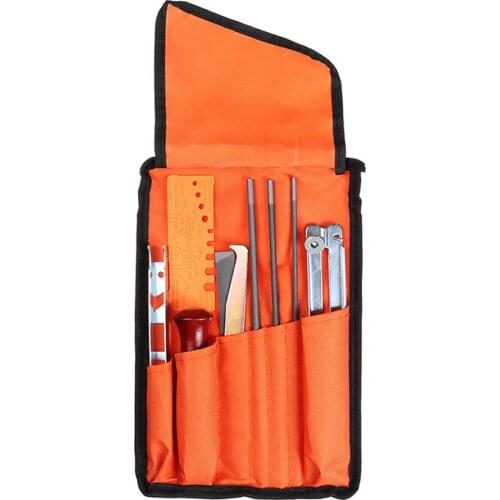 10pcs Professional Chainsaw Chain Grinding Kit Round Flat File Guide Hand Tools File Shield Folder Depth Gauge