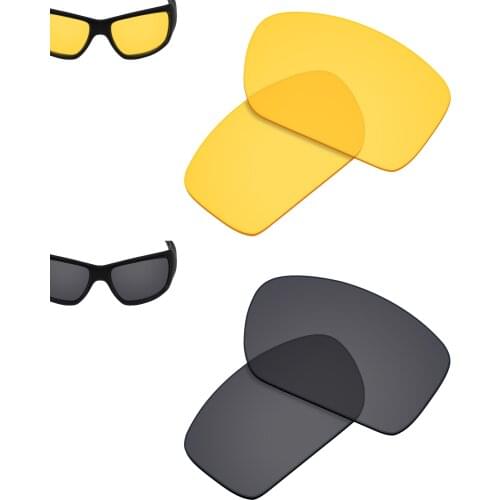 SmartVLT 2 Pairs Sunglasses Replacement Lenses for Oakley Big Taco-HI-DEF Yellow and Solid Black