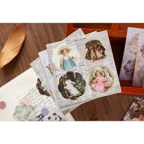 30packs/lot Retro Girls Hand Account Decorative Album DIY Quality Sticker Decor Stick Label
