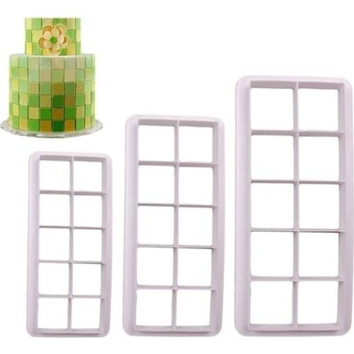 3pcs Square Cake Fondant Printing Mold Biscuit Mold Baking Tools Cake Printing Slit Film DIY Kitchen Baking Tools