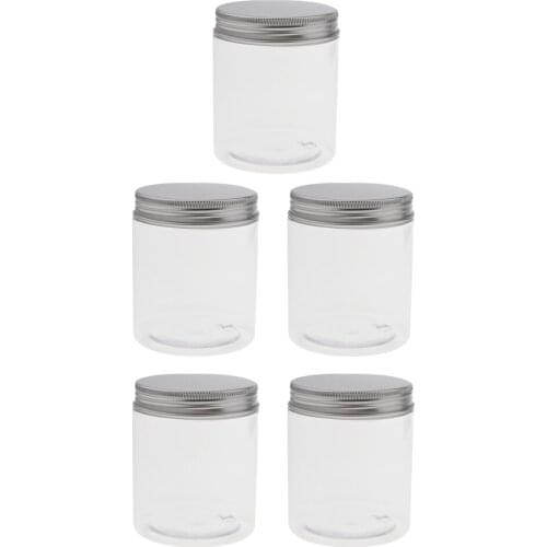 5Pcs 250ml Plastic Makeup Pot Jars Empty Cosmetic Cream Container Screw Lid