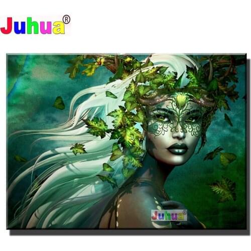 5D Full square round Diamond Painting"Tree Leaves Beauty" 3d Puzzle Picture Of Rhinestone Mosaic Diamond Embroidery Girl