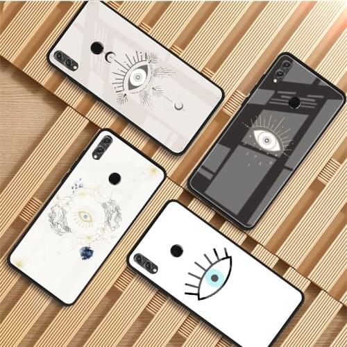 Evil Eye Tempered Glass Phone Case For Huawei P20 P30 P40 P40 Lite Pro Psmart Mate 20 30 Cover Shell