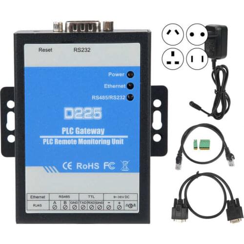 D225 PLC Remote Monitoring Unit PLC to TCP Protocol Gateway with Metal Shell 100-240V