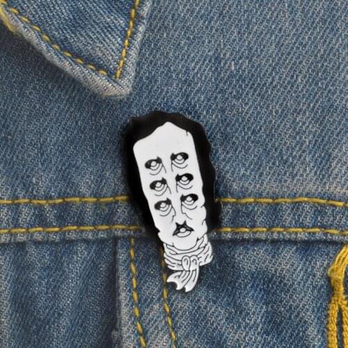 Edgar Allan Poe Enamel Lapel Pin Multiple Eyes Old Man Head Scarf Leather Coat Badge Brooch Gift For Literary Enthusiast Poet