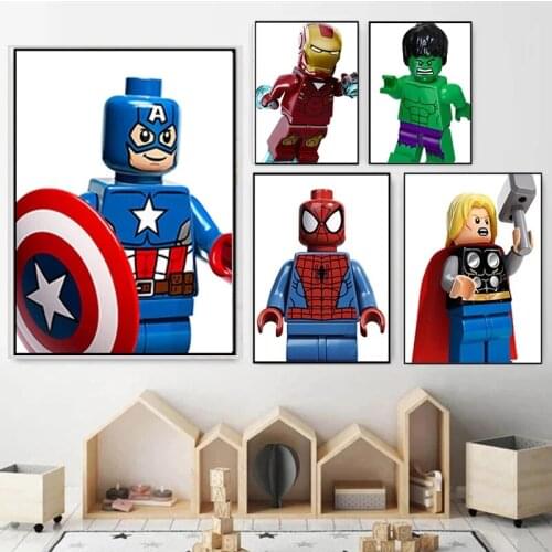 Avengers Marvel Canvas Painting Superhero Spiderman Iron Man Cartoon Posters and Prints Nordic Wall Picture Kids Bedroom Decor