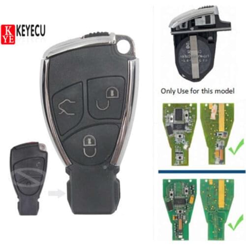 KEYECU Modified Remote Car Key Shell Case Fob 3 Button for Mercedes-Benz C E S B Class CLK CLS SLK 2001-2010 Black