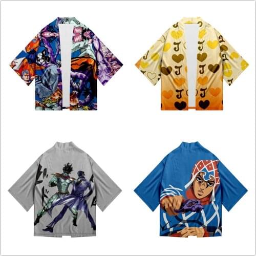JOJOs Bizarre Adventure Cosplay Giovanna Yukata Kimono Cloak Haori Cardigan Coat Sleepwear Sweatshirt Costume