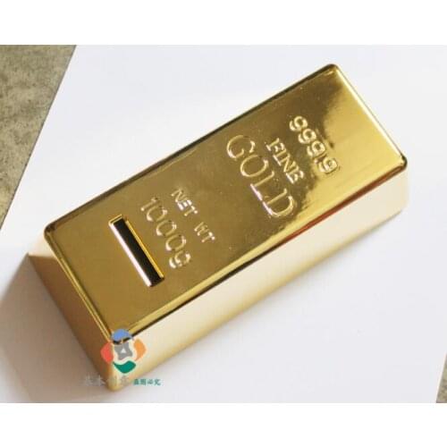 Gold Bar Coin Bank Plastic Money Box Electroplate Piggy Bank Rectangle Saving Pot