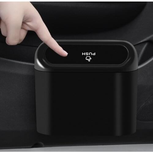 Abs Rubbish Basket Bin Pressing Type Car Trash Can Organizer Storage Box Holder Garbage Dust Case Car Interior Accessories