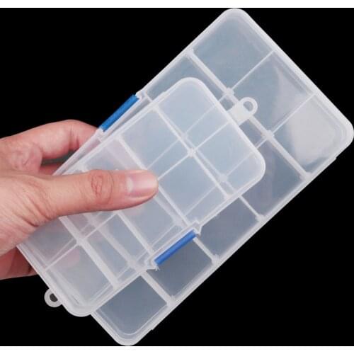 10/15 Compartments Fishing Storage Case Box Square Case Plastic Fly Fishing Lure Spoon Hook Bait Tackle Box Fishhook Accessories