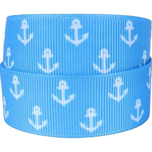 FLRA Ribbon Blue pattern anchor printed grosgrain ribbons