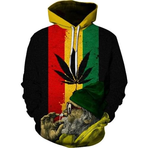 Hot 3D drukowane chwastów sweter liść mężczyźni kobiety bluzy z kapturem Casual z długim rękawem bluza Unisex znosić Streetwear