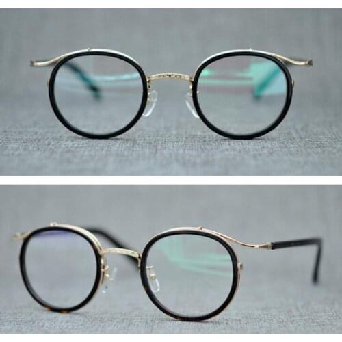 LKK Hand-made metal plate composite glasses frame Japanese and Korean hipster retro myopia glasses frame round glasses
