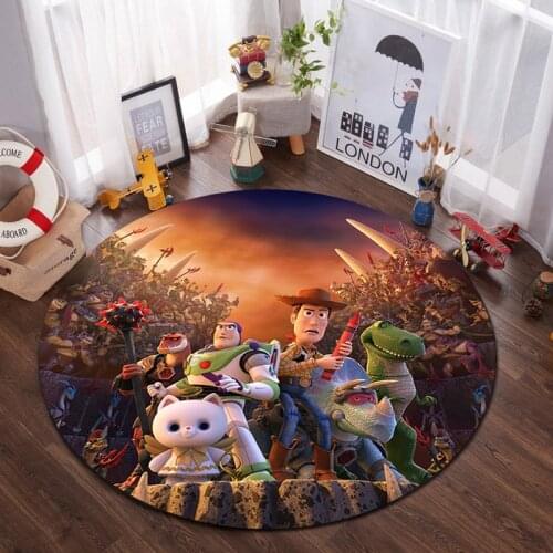 Cartoon Cute Floor Mat 100x100cm Baby Play Mat Round Carpet Flannel Printed Area Rug for Boys Bedroom Home Decorative