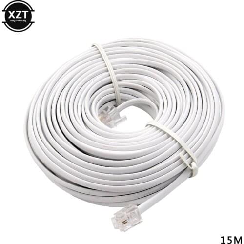 15M/12M/9M/6M/3M RJ11 male 6P2C Modular Telephone Phone Cables Extension Cable Wire