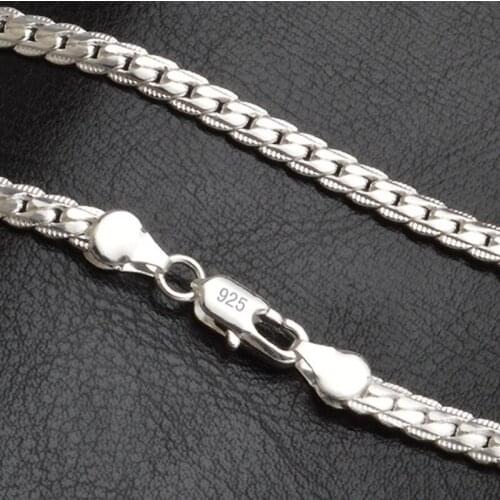 Mens Jewelry N925 Sterling Silver color Necklace Pendant Hot Sale. Fashion Chain Terms Collar Full Side Necklace 5mm